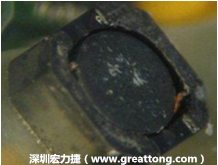 使用銀(Ag)鍍層的電源電感器(Power Inductors)，經(jīng)過推力測(cè)試后，零件端點(diǎn)上已經(jīng)看不到任何鍍層的痕跡了，所以其耐推力就比較小。