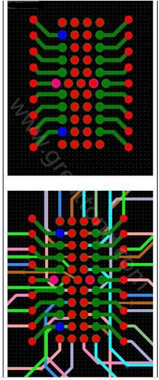焊盤內(nèi)過(guò)孔用于內(nèi)部，而外部引腳在0.5mm柵格上扇出-深圳宏力捷