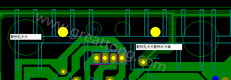 PCB設(shè)計(jì)中，散熱孔散熱片設(shè)計(jì)不當(dāng)，造成很多電源板斷裂