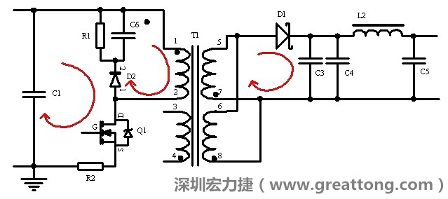 元件布局的時候，要優(yōu)先考慮高頻脈沖電流和大電流的環(huán)路面積，盡可能地減小,以抑制開關(guān)電源的輻射干擾