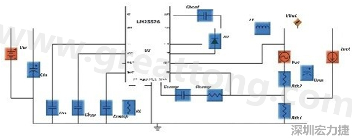 參考圖1的電流通路：把FET在導(dǎo)通狀態(tài)下流經(jīng)的通路標(biāo)記為紅色；把FET在關(guān)斷狀態(tài)下的迴路標(biāo)記為綠色。