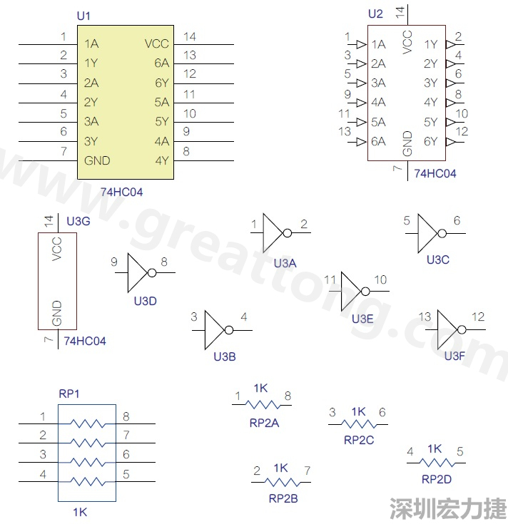 圖1 半導體元件供應商所畫的電路圖符號是模擬元件的接腳圖，而非訊號流程。