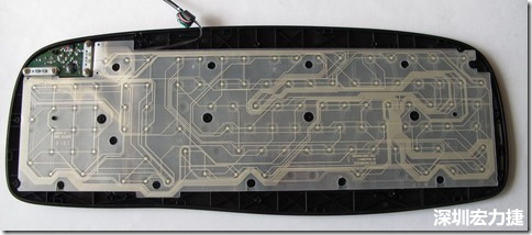 現(xiàn)在的電腦鍵盤拆開被蓋后就只看到一片約5mmx3mm的電路板及兩片取代原本電路板的PTF。