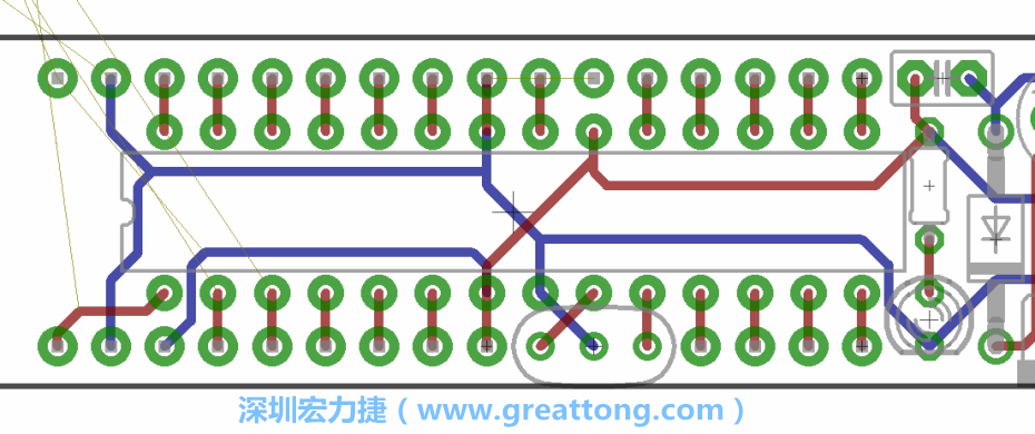 如果可以的話盡量讓接地線保持在電路板的背面，這樣它們就可以在可能范圍內(nèi)和最大的接地面連結(jié)在一起。