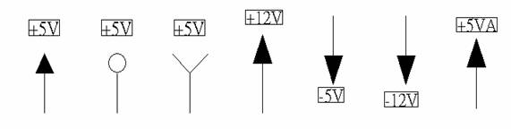 電源符號(hào)有下列幾種，可使用鍵盤 [Ctrl + Tab] 鍵切換：