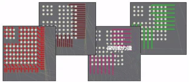 扇出及逃逸時(shí)布線是根據(jù)適用的設(shè)計(jì)規(guī)則來(lái)進(jìn)行的。